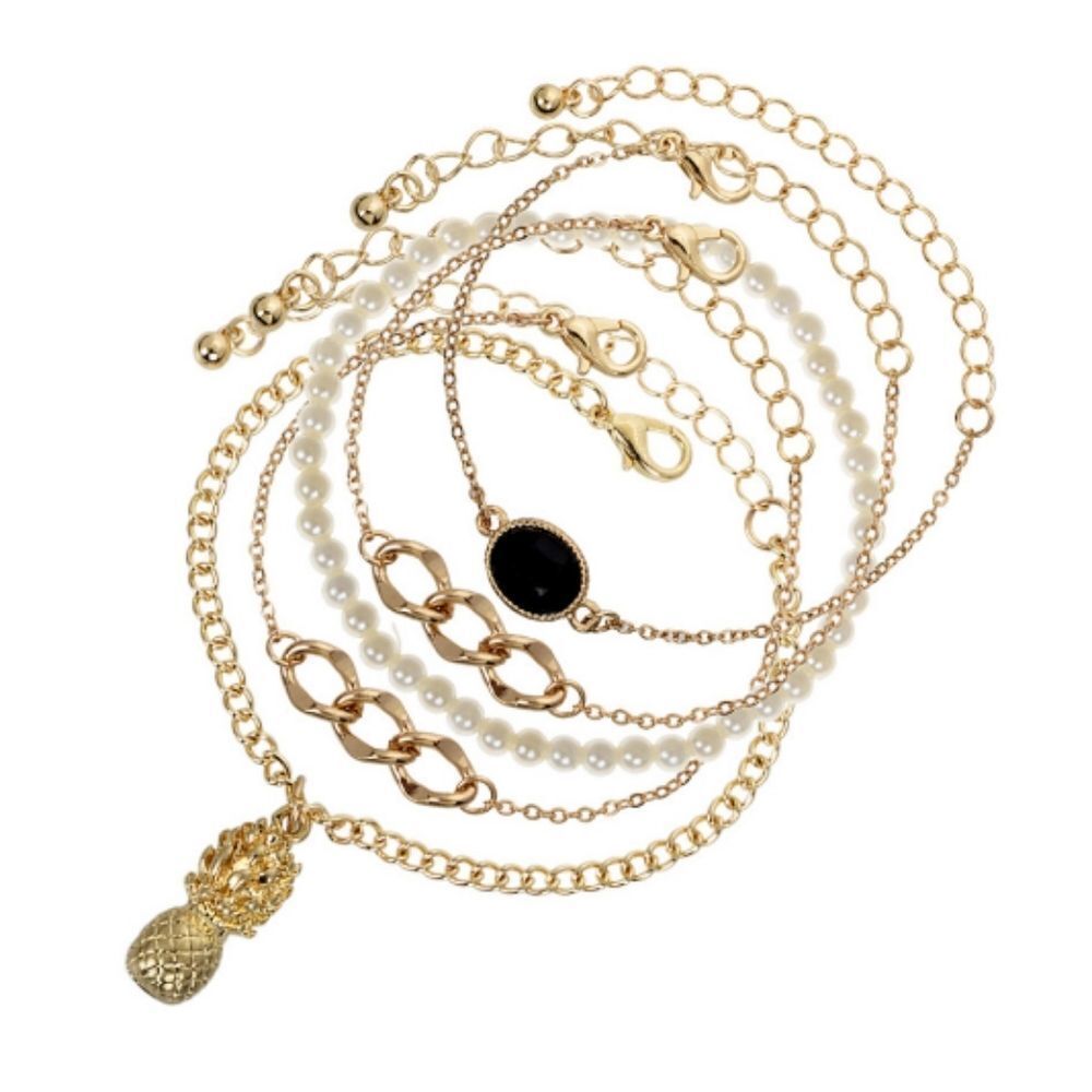 PINEAPPLE AND BLACK STONE Infinity BRACELET